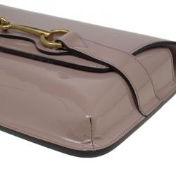 Pre Owned Gucci Beige Patent Leather Bright Bit Clutch