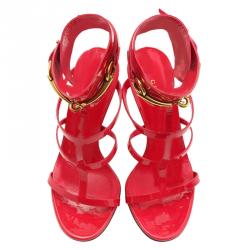 Pre Owned صندل غوتشي أورسولا هورسبيت غلادياتور جلد أحمر مقاس 36.5