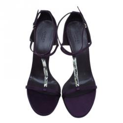 Pre Owned Gucci Purple Satin T-strap Sandals Size 40.5