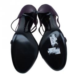 Pre Owned Gucci Purple Satin T-strap Sandals Size 40.5