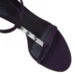 Pre Owned Gucci Purple Satin T-strap Sandals Size 40.5