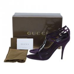 Pre Owned Gucci Purple Satin T-strap Sandals Size 40.5