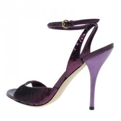 مملوكة مسبقًا Gucci Purple Sequins Ankle Strap Sandals Size 40