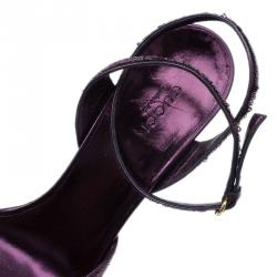 مملوكة مسبقًا Gucci Purple Sequins Ankle Strap Sandals Size 40