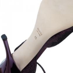 مملوكة مسبقًا Gucci Purple Sequins Ankle Strap Sandals Size 40