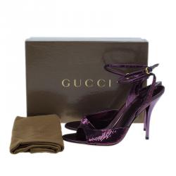 مملوكة مسبقًا Gucci Purple Sequins Ankle Strap Sandals Size 40