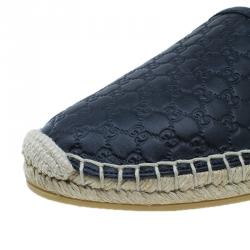 Gucci Black Microguccissima Leather Espadrilles Size 39