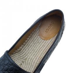 Gucci Black Microguccissima Leather Espadrilles Size 39