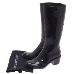 Gucci Black Rubber Interlocking GG Rainboots Size 38