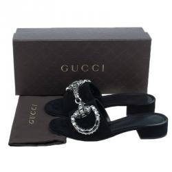 Pre Owned صندل سلايد غوتشي ماكسيم كريستال أيكون بيت سويدي أسود مقاس 38.5