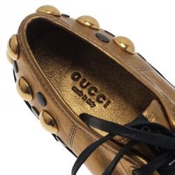 مملوكة مسبقًا Gucci Golden Leather Babouska Studded Praga Sneakers Size 38.5