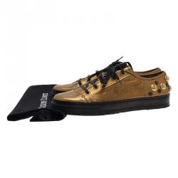 مملوكة مسبقًا Gucci Golden Leather Babouska Studded Praga Sneakers Size 38.5