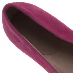 Pre Owned Gucci Pink Suede GG Crystal Ballet Flats Size 36.5