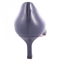 Pre Owned Gucci Blue Leather Jolene Horsebit Pumps Size 38.5