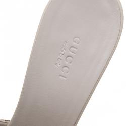 مملوكة مسبقًا Gucci Beige GG Canvas Open Toe Wedge Heel Slides Size 39