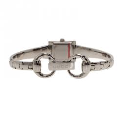 Pre Owned Gucci Logo Stainless Steel G-Frame 128.5 Women's Wristwatch 16MM