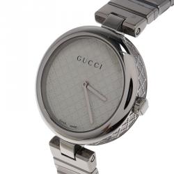 Pre Owned Gucci White Stainless Steel Diamantissima Women's Wristwatch 32MM