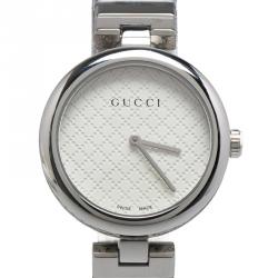 Pre Owned Gucci White Stainless Steel Diamantissima Women's Wristwatch 32MM
