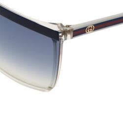 Pre Owned نظارة شمسية غوتشي شيلد GG 3554/S أزرق وأبيض