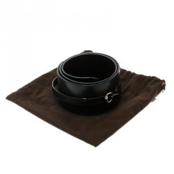 مملوكة مسبقًا Gucci Black Leather Horsebit Waist Belt 85 CM