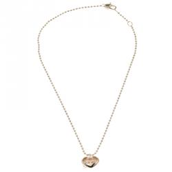 مملوكة مسبقًا Gucci GG Heart Pink Opal Silver Pendant Necklace 