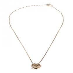 مملوك ة مسبقًا Gucci GG Heart Pink Opal Silver Pendant Necklace 