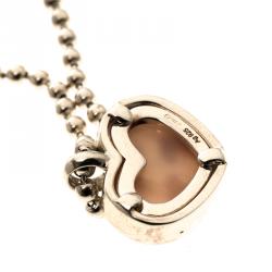 مملوكة مسبقًا Gucci GG Heart Pink Opal Silver Pendant Necklace 