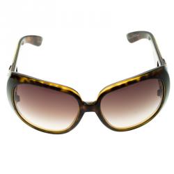 Pre Owned Gucci Brown Tortoise GG 3057/S Heart Crest Rectangle Sunglasses