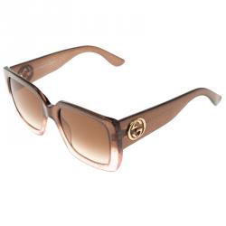 Pre Owned نظارة شمسية غوتشي GG 3814/S بني مربعة