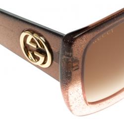 Pre Owned نظارة شمسية غوتشي GG 3814/S بني مربعة