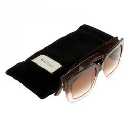 Pre Owned نظارة شمسية غوتشي GG 3814/S بني مربعة