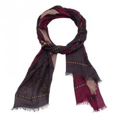Pre Owned Gucci Burgundy Tricolor GG Stole