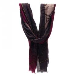 Pre Owned Gucci Burgundy Tricolor GG Stole