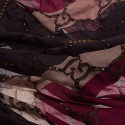 Pre Owned Gucci Burgundy Tricolor GG Stole