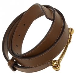 Pre Owned حزام غوتشي سكيني هورسبت جلد بني 90 سم