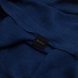 Pre Owned وشاح غوتشي أزرق داكن GG متداخلة