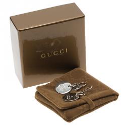 مملوكة مسبقًا Gucci Trademark Round Tag Silver Earrings