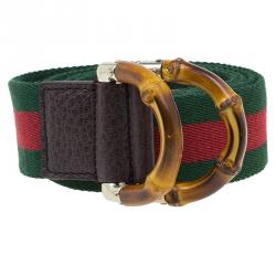 Pre Owned حزام غوتشي مزين بنمط شبكي إبزيم بامبو 85 سم