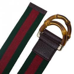 Pre Owned حزام غوتشي مزين بنمط شبكي إبزيم بامبو 85 سم