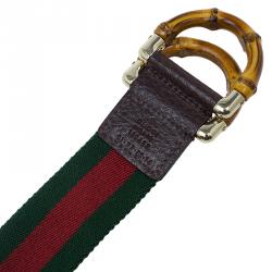 Pre Owned حزام غوتشي مزين بنمط شبكي إبزيم بامبو 85 سم