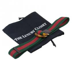 Pre Owned حزام غوتشي مزين بنمط شبكي إبزيم بامبو 85 سم