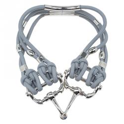 Pre Owned Gucci Grey Icon Bit Rope Stretch Waist Belt 60 CM