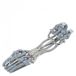 Pre Owned Gucci Grey Icon Bit Rope Stretch Waist Belt 60 CM