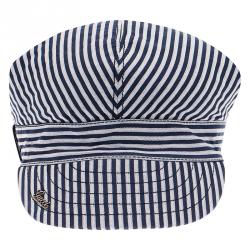 Pre Owned قبعة غوتشي مخططة أزرق كحلي وأبيض مقاس L