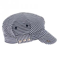 Pre Owned قبعة غوتشي مخططة أزرق كحلي وأبيض مقاس L