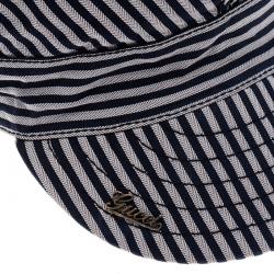 Pre Owned قبعة غوتشي مخططة أزرق كحلي وأبيض مقاس L