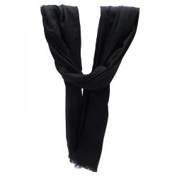 Pre Owned وشاح غوتشي ديامانتى GG حرير وصوف أسود