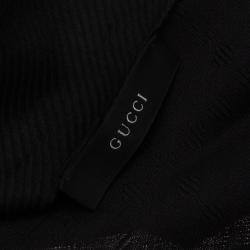 Pre Owned وشاح غوتشي ديامانتى GG حرير وصوف أسود