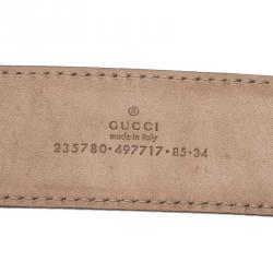 Pre Owned حزام غوتشي سيلاريوس جلد أبيض أبزيم GG متداخلة 85 سم