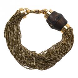 مملوكة مسبقًا Gucci Bamboo and Chains Gold Tone Bracelet